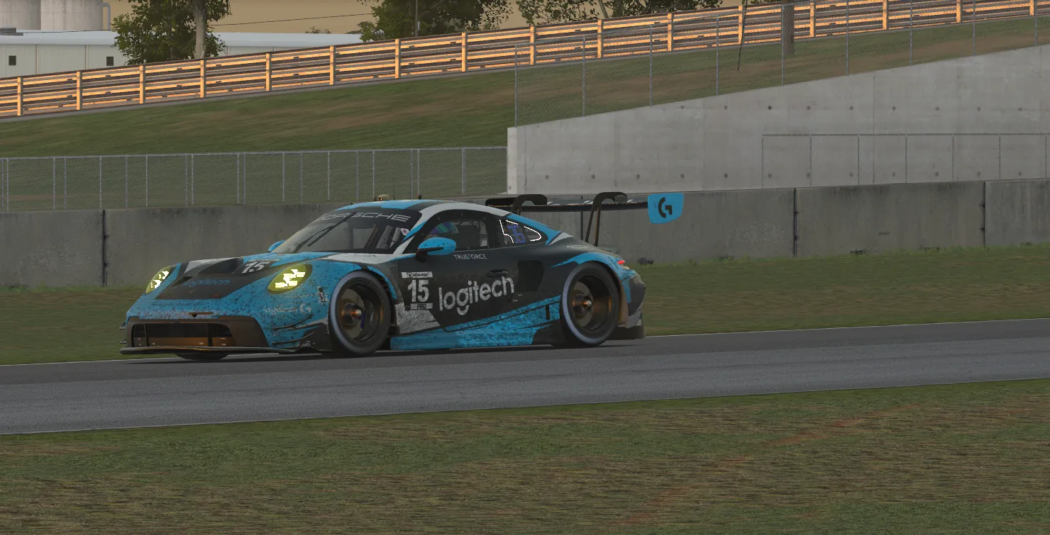 PLR Simsport Porsche 911 GT3 at dusk at Sebring